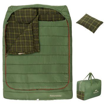Спальный мешок двухместный с подушками Naturehike CNK2350WS019, зеленый 6975641882411 фото