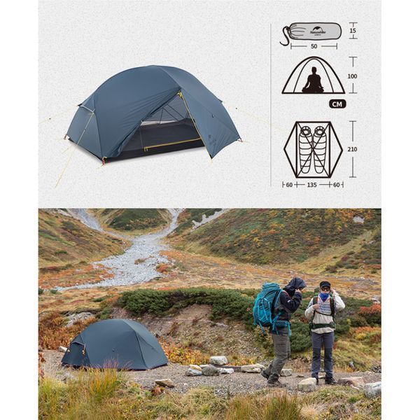 Намет двомісний ультралегкий Naturehike Mongar UL NH19M002-J, темно-синій 6975641882596 фото