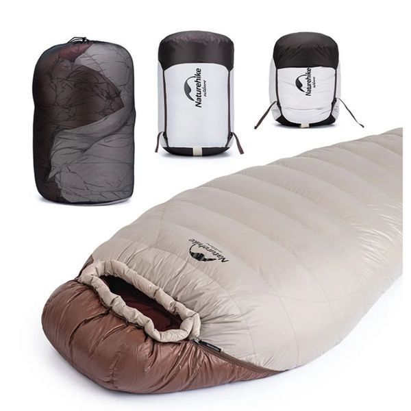 Спальник с натуральным пухом Naturehike Snowbird NH20YD001, p-р L, коричневый 720 г 6927595761304 фото