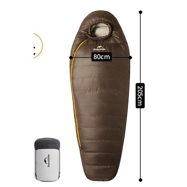 Спальник с натуральным пухом Naturehike Snowbird CNK2550WS014, p-р L, темно-коричневый 400 г 6927595784396 фото