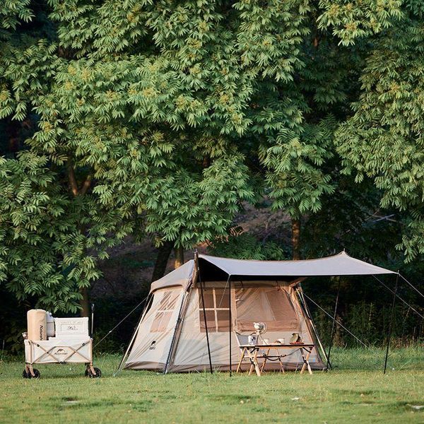 Намет з навісом Naturehike Village CNK2300ZP021, коричневий великий 6976023920189 фото