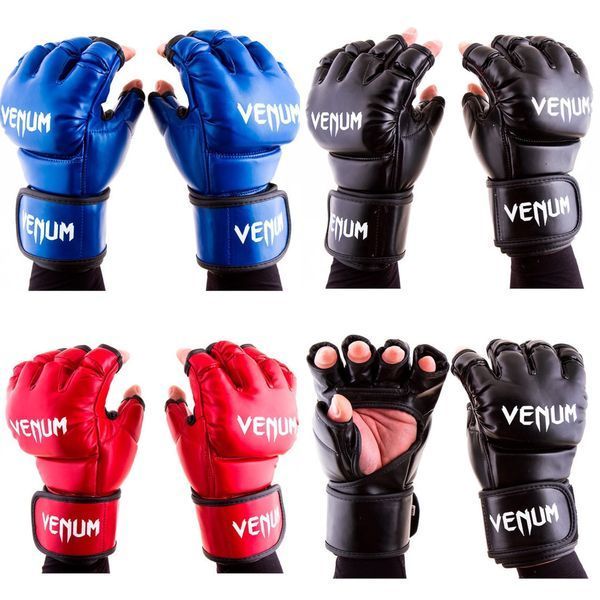 Рукавички для ММА Venum розмір XL чорні VM364-XLBL фото