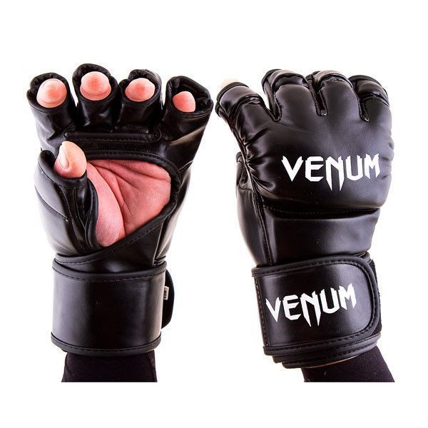 Рукавички для ММА Venum розмір XL чорні VM364-XLBL фото