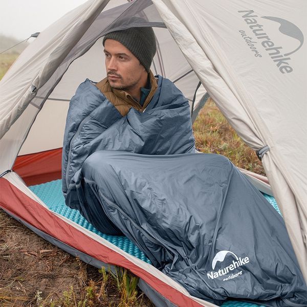 Спальник надлегкий Naturehike Ultralight LW180 NH21MSD09 лівий, (15&deg;C), p-p M, сіро-синій 6927595777947-L фото