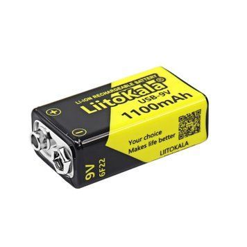 USB акумулятор Крона LiitoKala Type C на 1100 мАг 9V Li-9V фото