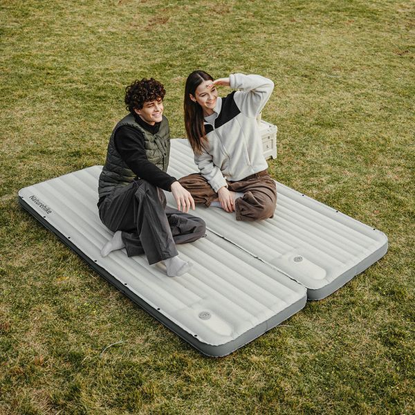 Матрац надувний одинарний Naturehike CNK2450WS035, 95 мм, із вбудованою помпою, білий 6927595796962 фото