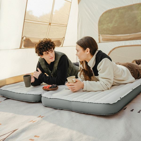 Матрац надувний одинарний Naturehike CNK2450WS035, 95 мм, із вбудованою помпою, білий 6927595796962 фото
