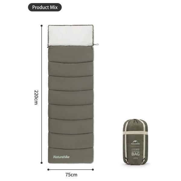 Спальник з капюшоном Naturehike LD350 CNK2300SD016, темно-зелений 6976023921810 фото