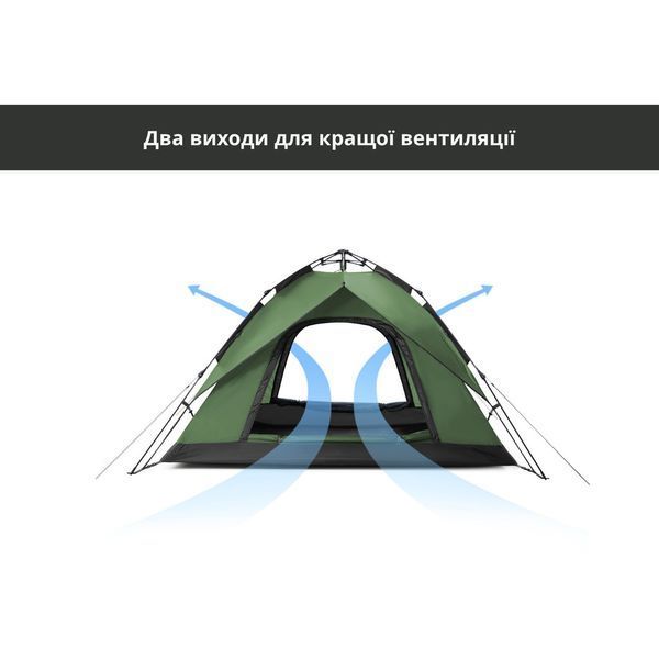 Намет тримісний автоматичний Naturehike NH21ZP008, темно-зелений 6976023922336 фото