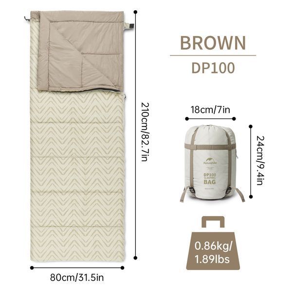 Спальный мешок Naturehike DP100 CNK2300SD012, бежевый 6976023923562 фото