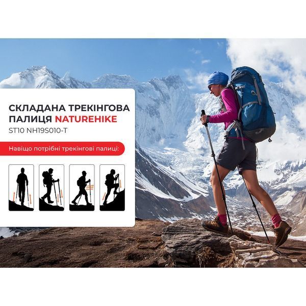 Трекінгова палиця Naturehike ST10 NH19S010-T, 120 см, блакитна 6927595735206 фото