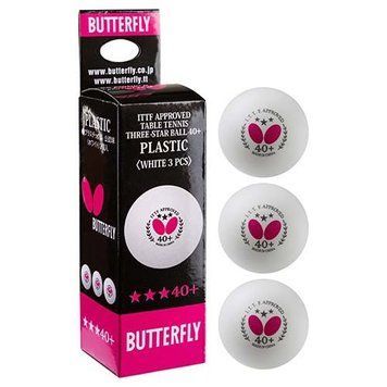 М'ячики для настільного тенісу Butterfly білі 3 шт (3 зірки 40 мм) BB-340P фото
