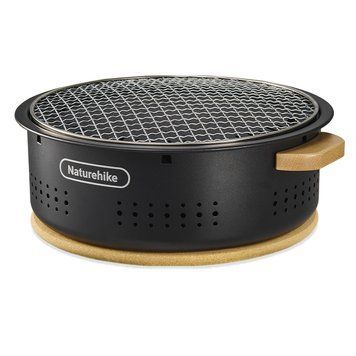 Настольная круглая печь с решеткой гриль Naturehike CNK2550CF010, 36*32.6*12 см, хромированное железо 6977465869364 фото